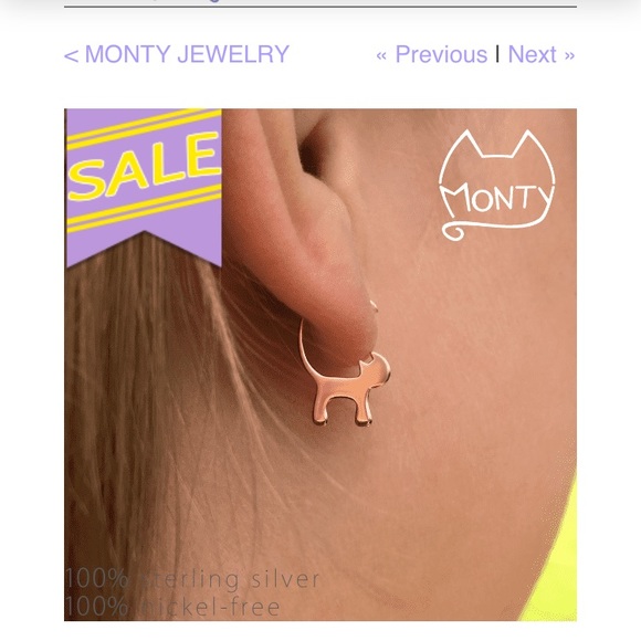 Rose Gold Cat Earrings NWOT - Picture 3 of 5